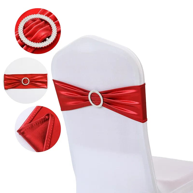 20 Pieces Spandex Chair Sashes with Buckle ,Metallic Gold Stretch Chair Cover for Wedding Hotel Banquet Events Chair Decorations - SHOWLU FASHION STORE