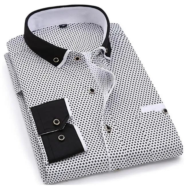2019 Men Fashion Casual Long Sleeved Printed shirt Slim Fit Male Social Business Dress Shirt Brand Men Clothing Soft Comfortable - SHOWLU FASHION STORE