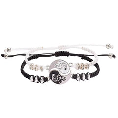 Showlu Fashion Store 0 2 Tai Ji Silver 2022 New Best Friend Bracelets for 2 Matching Yin Yang Adjustable Cord Bracelet for Bff Friendship Relationship Boyfriend Girlfr