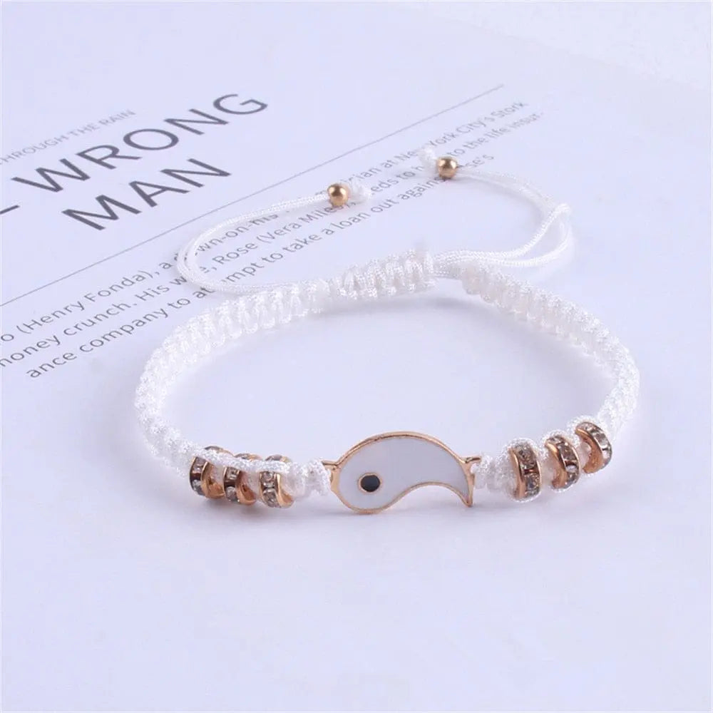 Showlu Fashion Store 0 Gold color 2022 New Best Friend Bracelets for 2 Matching Yin Yang Adjustable Cord Bracelet for Bff Friendship Relationship Boyfriend Girlfr