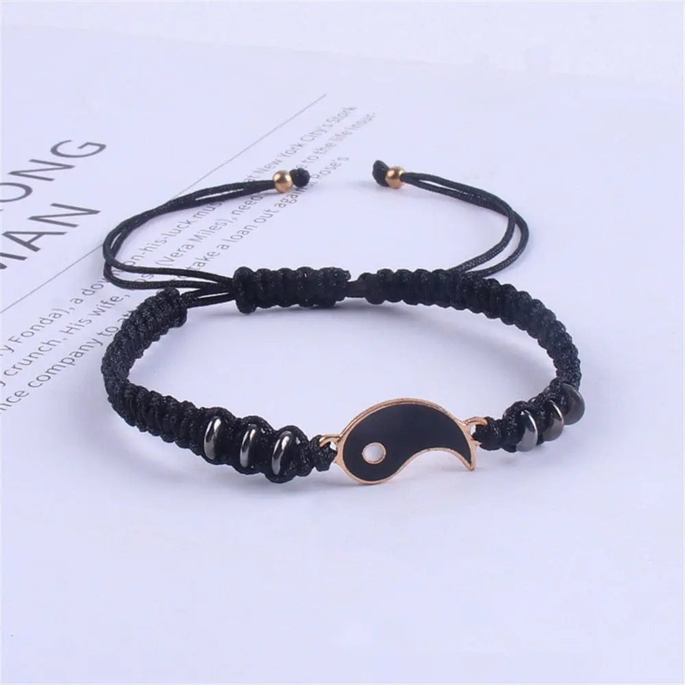 Showlu Fashion Store 0 Gold color 1 2022 New Best Friend Bracelets for 2 Matching Yin Yang Adjustable Cord Bracelet for Bff Friendship Relationship Boyfriend Girlfr