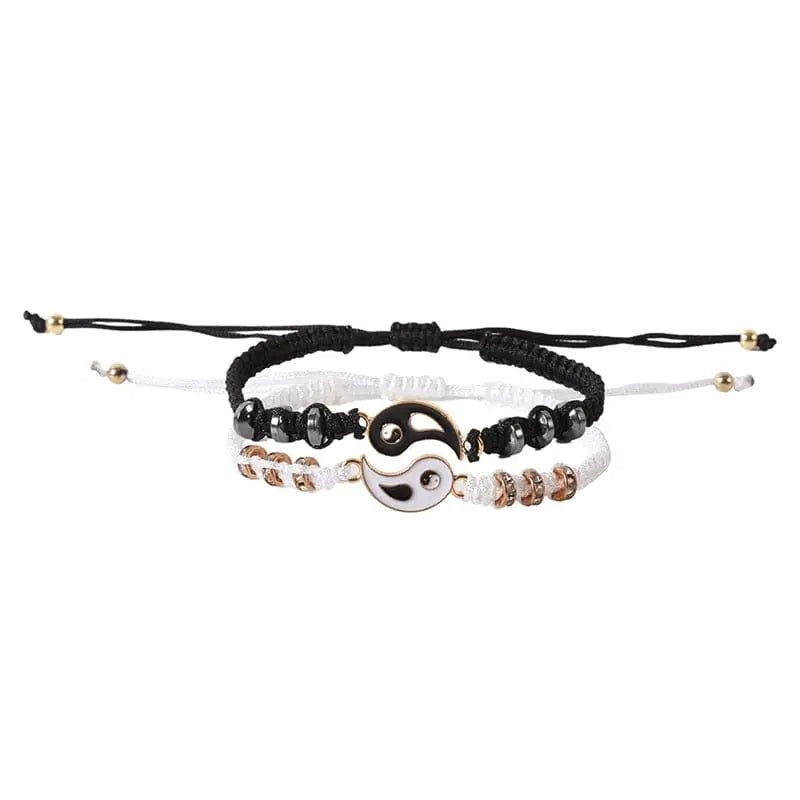Showlu Fashion Store 0 3 Gold color 2022 New Best Friend Bracelets for 2 Matching Yin Yang Adjustable Cord Bracelet for Bff Friendship Relationship Boyfriend Girlfr