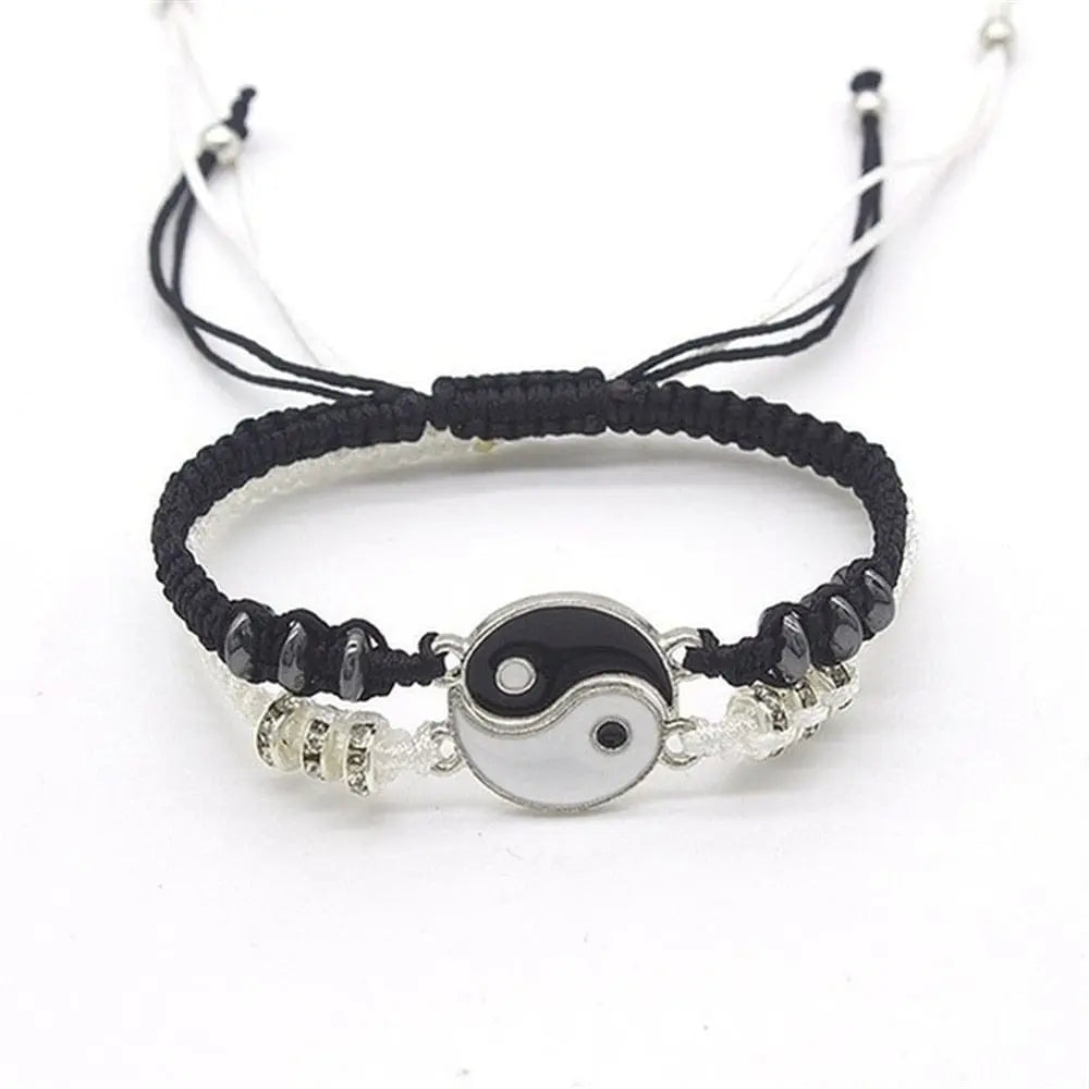 Showlu Fashion Store 0 2022 New Best Friend Bracelets for 2 Matching Yin Yang Adjustable Cord Bracelet for Bff Friendship Relationship Boyfriend Girlfr