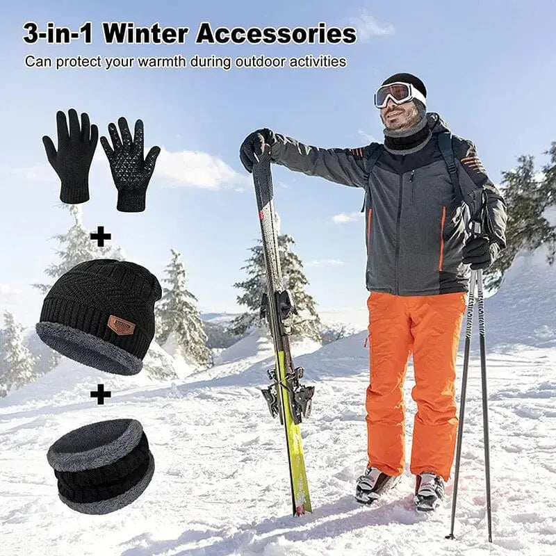 2022 Winter Men Women Thick Beanie Hat Knitted Hat Winter Cap Beanie Female Wool Neck Scarf Cap Balaclava Mask Bonnet Hats Set - SHOWLU FASHION STORE