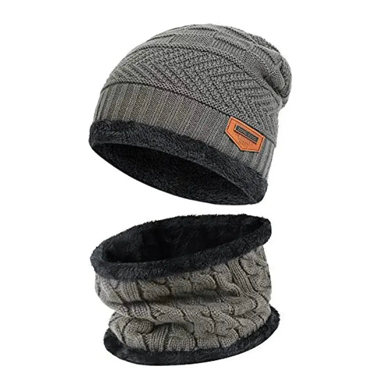 2022 Winter Men Women Thick Beanie Hat Knitted Hat Winter Cap Beanie Female Wool Neck Scarf Cap Balaclava Mask Bonnet Hats Set - SHOWLU FASHION STORE