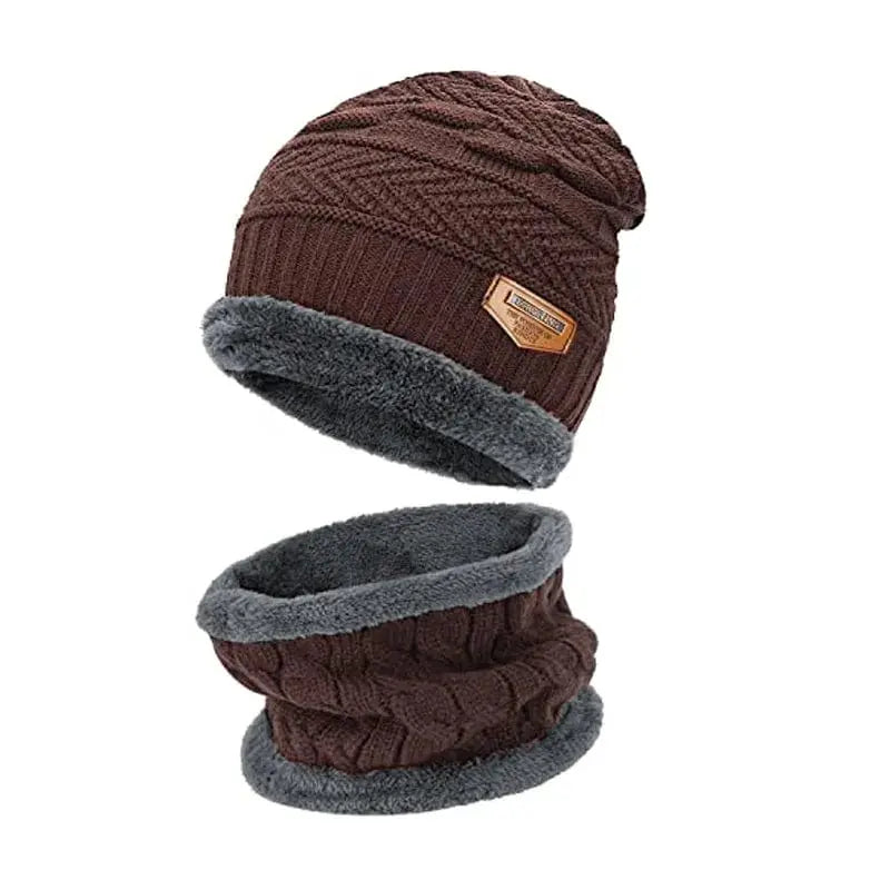 2022 Winter Men Women Thick Beanie Hat Knitted Hat Winter Cap Beanie Female Wool Neck Scarf Cap Balaclava Mask Bonnet Hats Set - SHOWLU FASHION STORE