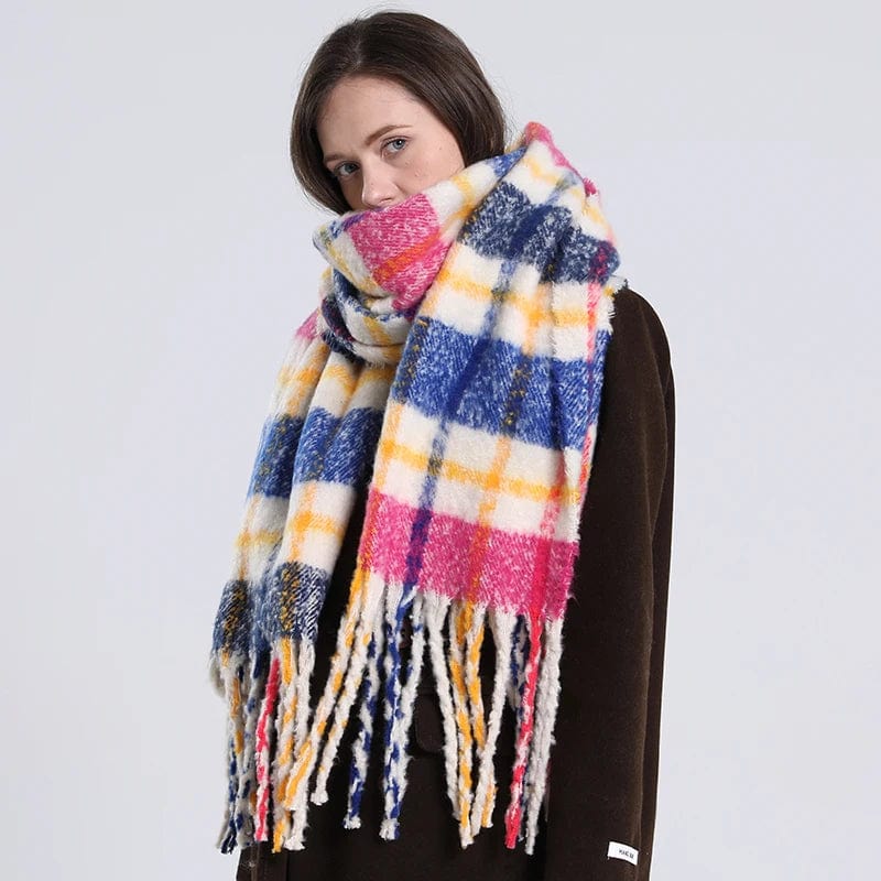 2022 NEW Luxury Cashmere Women Plaid Scarf Winter Warm Shawl and Wrap Bandana Pashmina Long Tassel Female Foulard Thick Blanket - SHOWLU FASHION STORE
