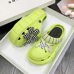 Showlu Fashion Store 0 03-green / 36-37(foot 230mm) 2023 New Fashion Charms Clogs Thick Sole Outdoor Women Slippers High Quality Summer Beach Sandals For Girls