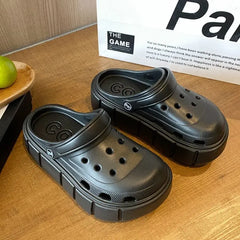 Showlu Fashion Store 0 Basic black / 36-37(foot 230mm) 2023 New Fashion Charms Clogs Thick Sole Outdoor Women Slippers High Quality Summer Beach Sandals For Girls