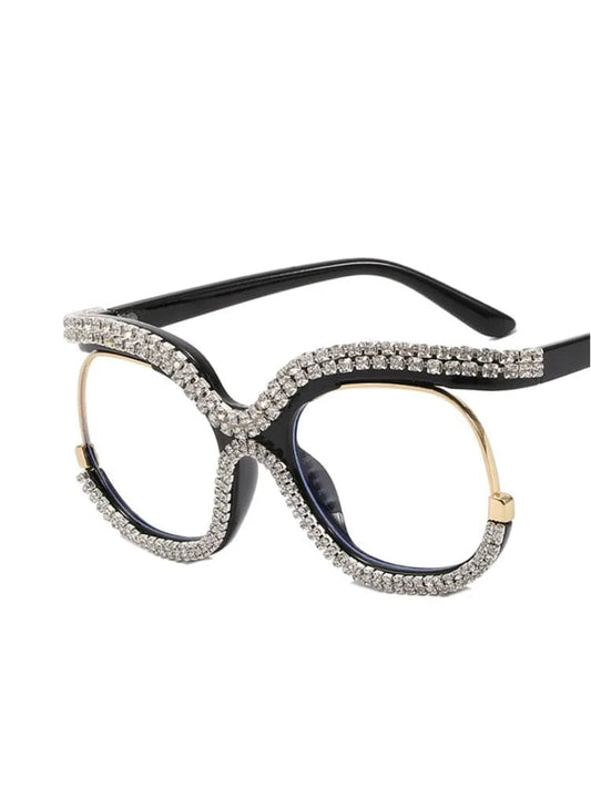 2023 Ins Rainbow Crystal Frame Fashion Retro Round Anti - Blu - Ray Female Glasses Vintage Oversized Frame Eye Glasses Accessories - SHOWLU FASHION STORE
