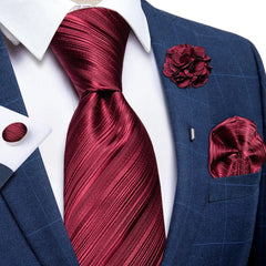 2023 New Classic Yellow Striped Plaid Silk Ties For Men Handkerchief Cufflinks Brooch Pin Wedding Accessories Men Gift Dropship - SHOWLU FASHION STORE