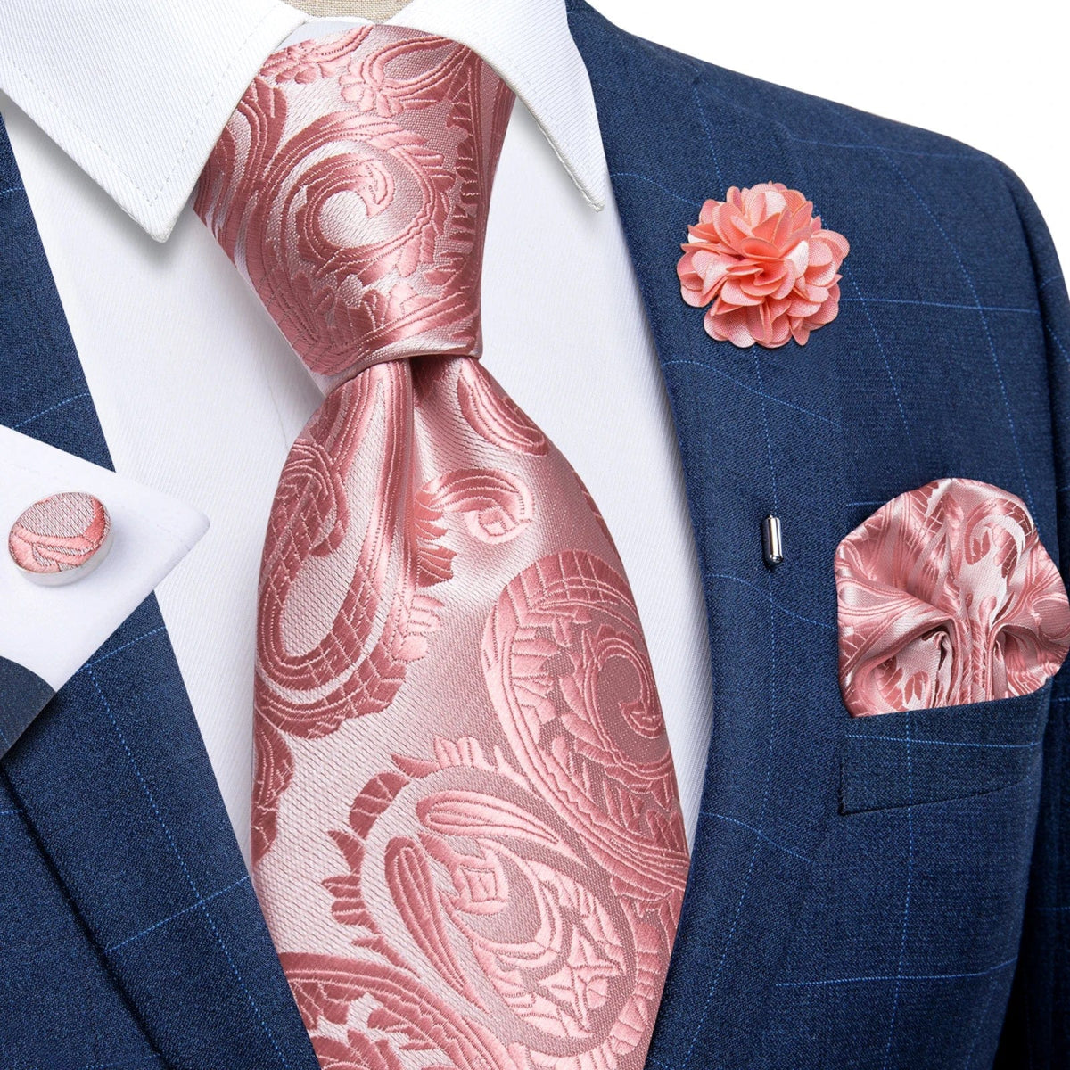 2023 New Classic Yellow Striped Plaid Silk Ties For Men Handkerchief Cufflinks Brooch Pin Wedding Accessories Men Gift Dropship - SHOWLU FASHION STORE