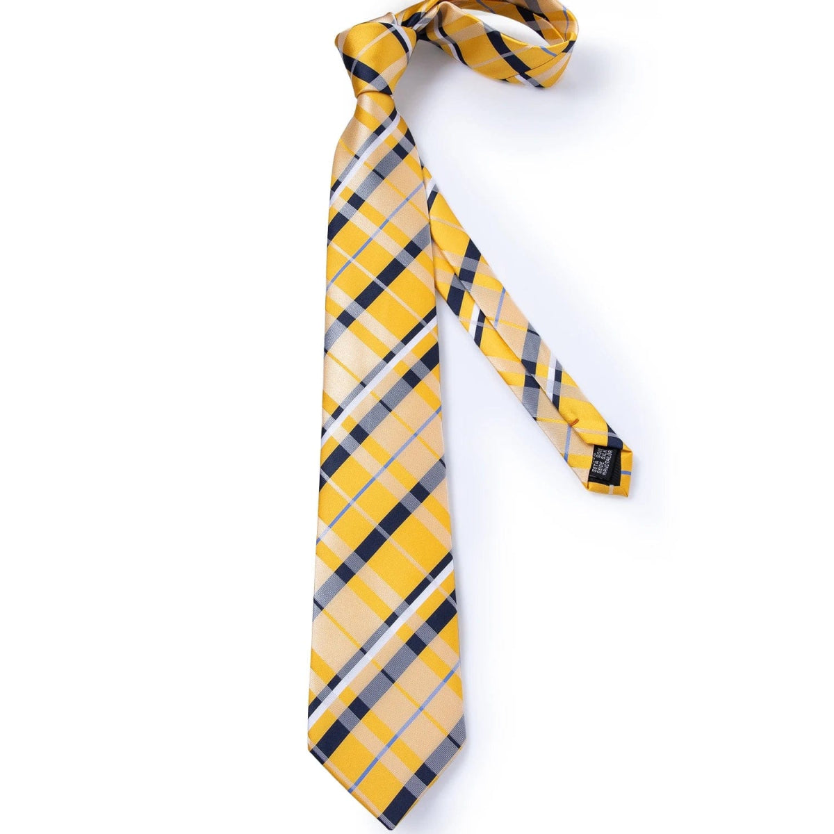 2023 New Classic Yellow Striped Plaid Silk Ties For Men Handkerchief Cufflinks Brooch Pin Wedding Accessories Men Gift Dropship - SHOWLU FASHION STORE