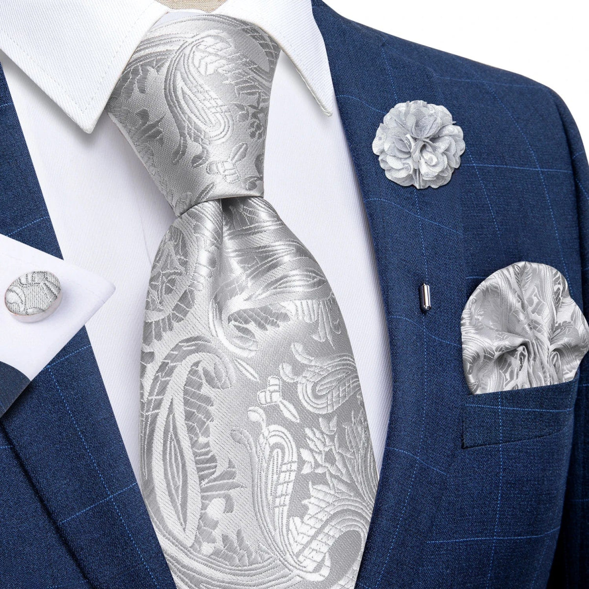 2023 New Classic Yellow Striped Plaid Silk Ties For Men Handkerchief Cufflinks Brooch Pin Wedding Accessories Men Gift Dropship - SHOWLU FASHION STORE