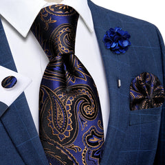 2023 New Classic Yellow Striped Plaid Silk Ties For Men Handkerchief Cufflinks Brooch Pin Wedding Accessories Men Gift Dropship - SHOWLU FASHION STORE