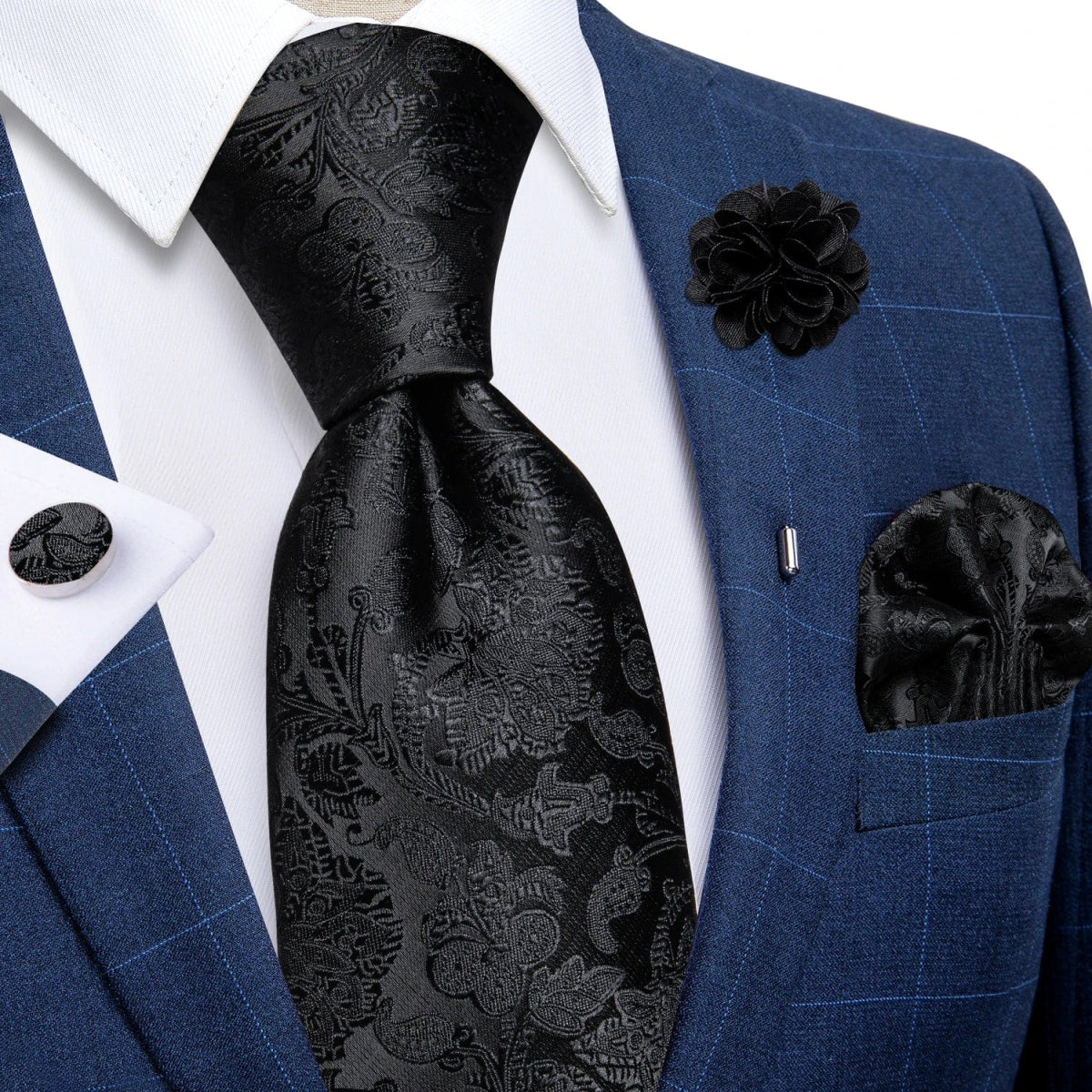 2023 New Classic Yellow Striped Plaid Silk Ties For Men Handkerchief Cufflinks Brooch Pin Wedding Accessories Men Gift Dropship - SHOWLU FASHION STORE