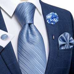 2023 New Classic Yellow Striped Plaid Silk Ties For Men Handkerchief Cufflinks Brooch Pin Wedding Accessories Men Gift Dropship - SHOWLU FASHION STORE
