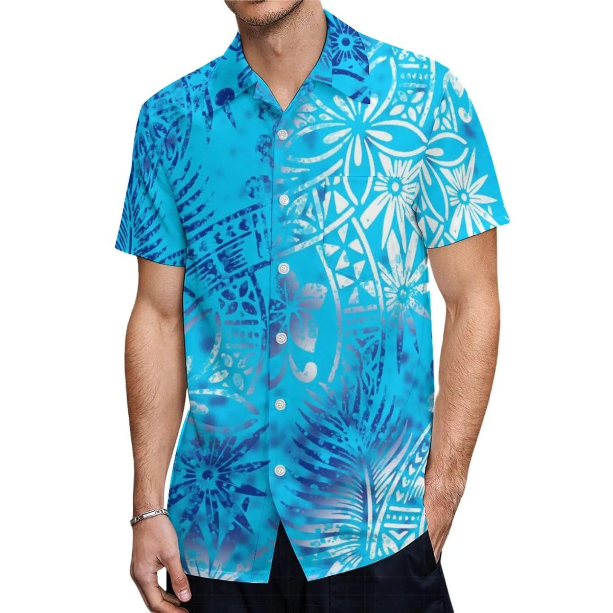 2023 New Custom Logo Big People Men Button Aloha Shirts And Women Mermaid Dress Hawaii Polynesian Personality Couple Suit - SHOWLU FASHION STORE