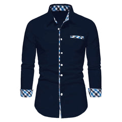 2023 New Men's Business Casual Solid Color Spliced Long Sleeve Polo Shirt Outdoor Play Comfortable Soft Fabric Men's Top S - 6XL - SHOWLU FASHION STORE
