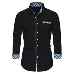 2023 New Men's Business Casual Solid Color Spliced Long Sleeve Polo Shirt Outdoor Play Comfortable Soft Fabric Men's Top S - 6XL - SHOWLU FASHION STORE