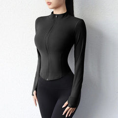 2023 New yoga coat short sports jacket women's fitness clothes slimming body sculpting zipper yoga jacket - SHOWLU FASHION STORE