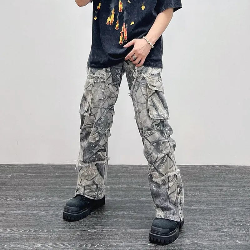2023 Overalls Camouflage Y2K Fashion Baggy Flare Jeans Cargo Pants Men Clothing Straight Women Wide Leg Long Trousers Pantalones - SHOWLU FASHION STORE