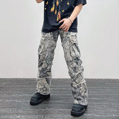 2023 Overalls Camouflage Y2K Fashion Baggy Flare Jeans Cargo Pants Men Clothing Straight Women Wide Leg Long Trousers Pantalones - SHOWLU FASHION STORE