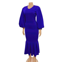 2024 Autumn/Winter New AOMEI Fashion Large V - neck Bubble Long Sleeve Sexy Fishtail Dress Party Club Birthday Evening Dresses - SHOWLU FASHION STORE