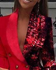 2024 Blazer Dress Women Elegant Mini Work Club Colorblock Sequin Long Sleeve Party Mini Party Club Vestidos Streetwear Dresses - SHOWLU FASHION STORE