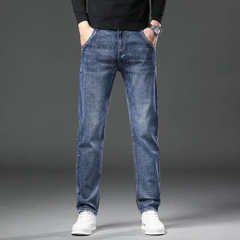 2024 Fashion New Men's Spring Straight Jeans Baggy Soft Stretch Casual Business Brand Male Clothes Denim Trousers - SHOWLU FASHION STORE