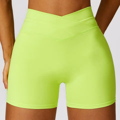 2024 Fashion Skinny Hip Raise Yoga Shorts Brushed Cross High Waist Workout Shorts Outwear Running Workout Pants Female - SHOWLU FASHION STORE