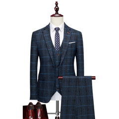 2024 Men's Suit One Button (suit + Vest + Trousers) Fashion Wedding Business Leisure Career Work Formal Three - piece Set M - 5XL - SHOWLU FASHION STORE