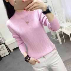 2024 NEW Winter Women Cashmere Sweater Half - high Collar Pullover Bottom Knit Sweater Short Style In Autumn And Winter Sweater - SHOWLU FASHION STORE