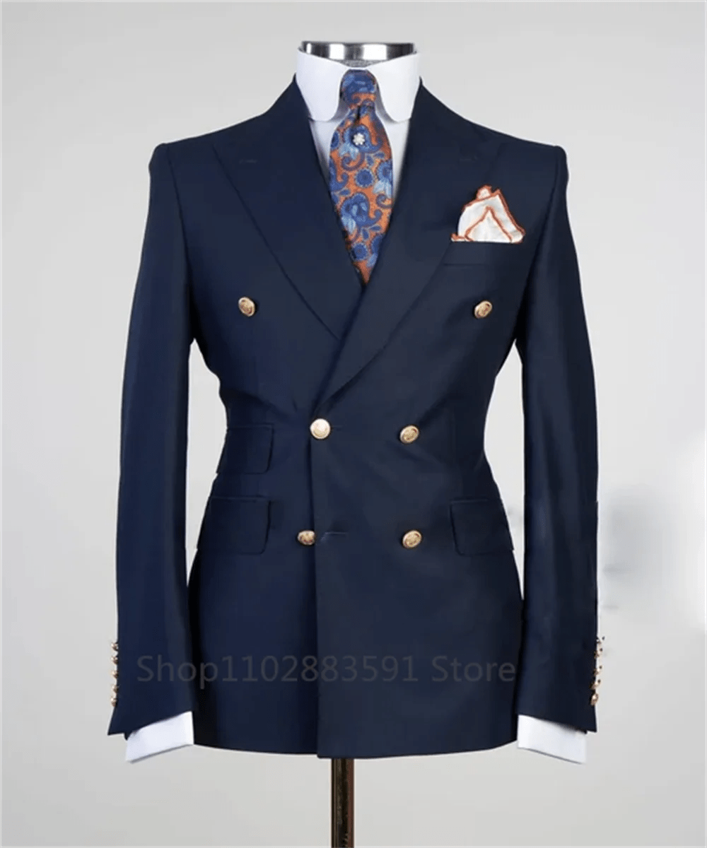 2024 Suit For Mens Groom's Wedding 1 Pieces Slim Fit Blazer Wide Shawl Lapel Luxury Men Suit Custom Made Tuxedo Gold Button - SHOWLU FASHION STORE