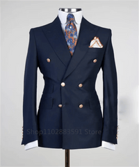2024 Suit For Mens Groom's Wedding 1 Pieces Slim Fit Blazer Wide Shawl Lapel Luxury Men Suit Custom Made Tuxedo Gold Button - SHOWLU FASHION STORE