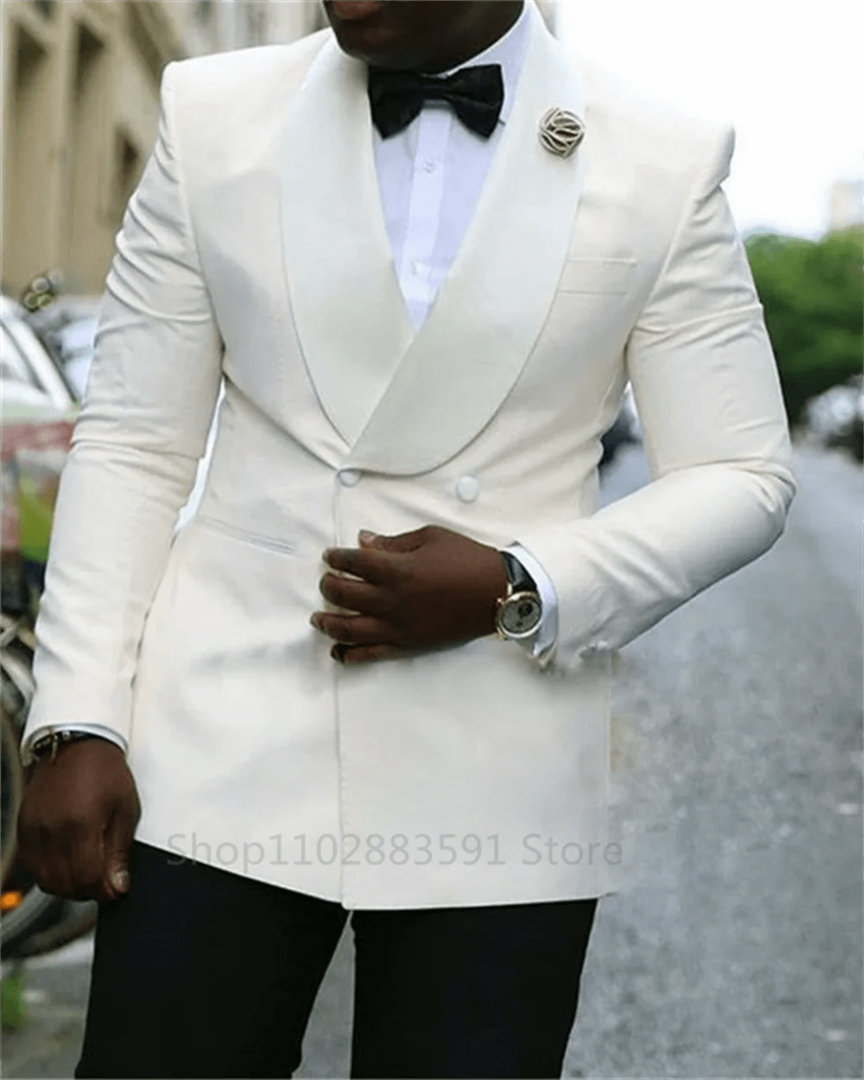 2024 Suit For Mens Groom's Wedding 1 Pieces Slim Fit Blazer Wide Shawl Lapel Luxury Men Suit Custom Made Tuxedo Gold Button - SHOWLU FASHION STORE