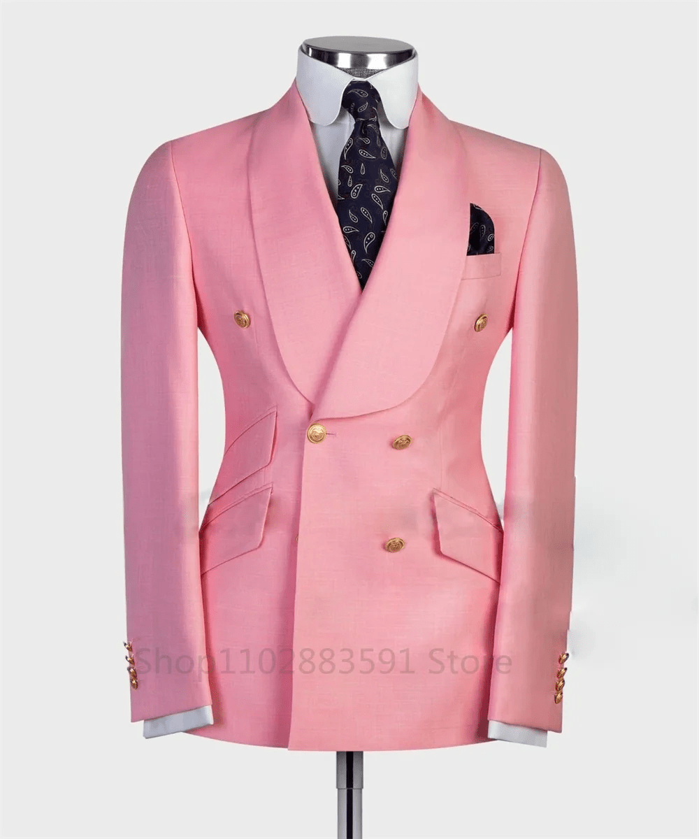 2024 Suit For Mens Groom's Wedding 1 Pieces Slim Fit Blazer Wide Shawl Lapel Luxury Men Suit Custom Made Tuxedo Gold Button - SHOWLU FASHION STORE