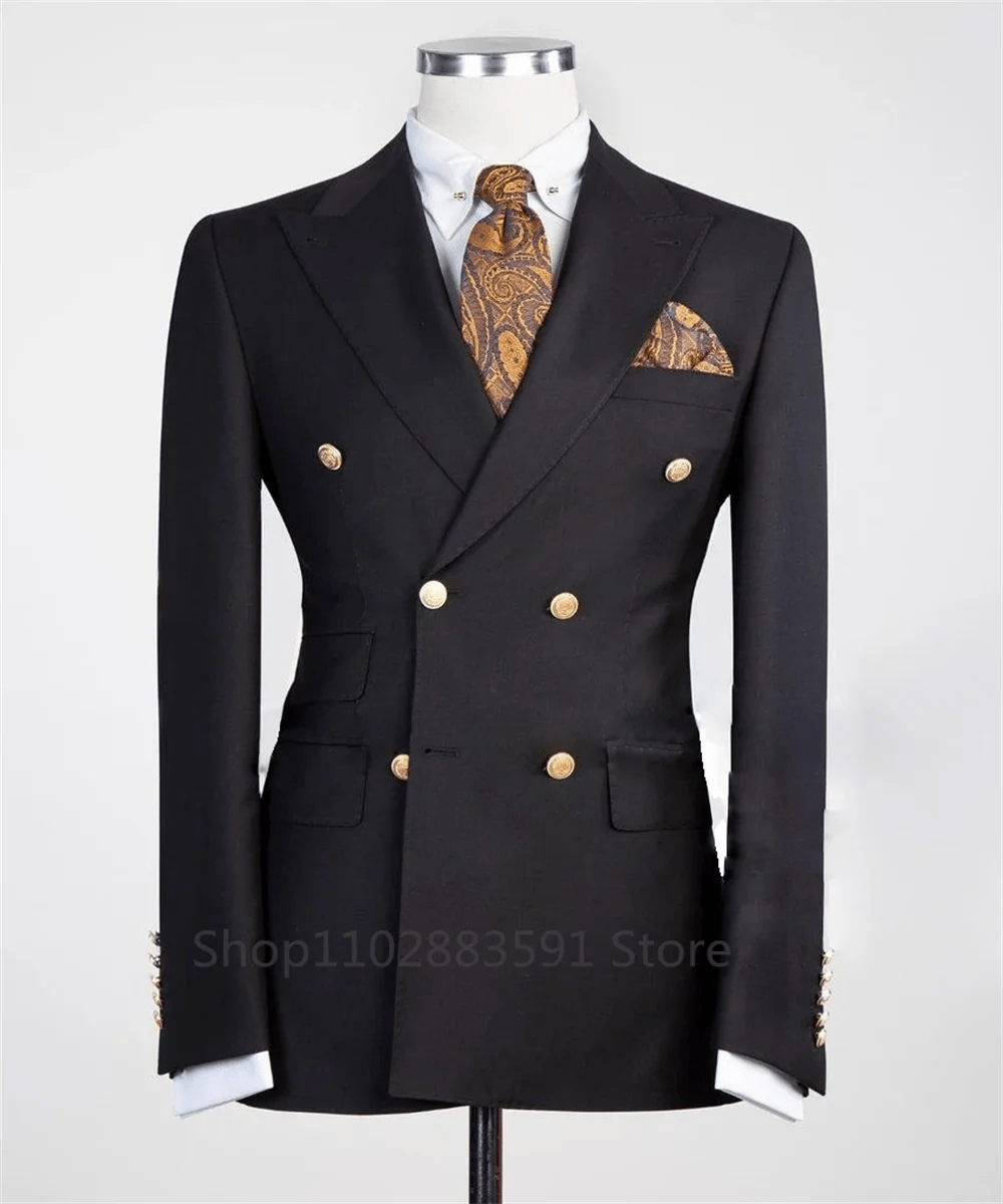 2024 Suit For Mens Groom's Wedding 1 Pieces Slim Fit Blazer Wide Shawl Lapel Luxury Men Suit Custom Made Tuxedo Gold Button - SHOWLU FASHION STORE