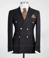 2024 Suit For Mens Groom's Wedding 1 Pieces Slim Fit Blazer Wide Shawl Lapel Luxury Men Suit Custom Made Tuxedo Gold Button - SHOWLU FASHION STORE