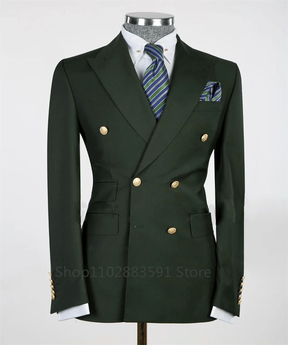 2024 Suit For Mens Groom's Wedding 1 Pieces Slim Fit Blazer Wide Shawl Lapel Luxury Men Suit Custom Made Tuxedo Gold Button - SHOWLU FASHION STORE