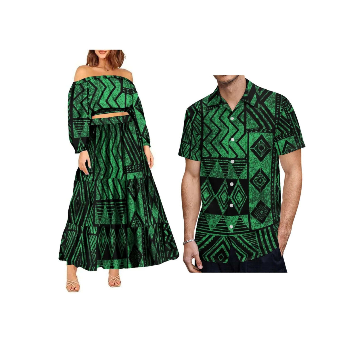 2024 Trendy 2 Piece Set Custom Polynesian Tribal One Shoulder Long Sleeve Crop Top Maxi Skirt Plus Size Womens Sets Dress - SHOWLU FASHION STORE