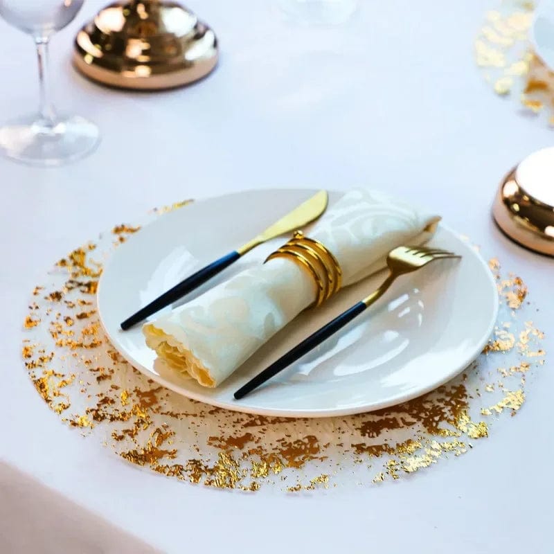 20pcs Gold Round Foil Table Mat Table Place Mats Tea Dining Tableware Mats Pads Wedding Birthday Home Party Table Decoration - SHOWLU FASHION STORE