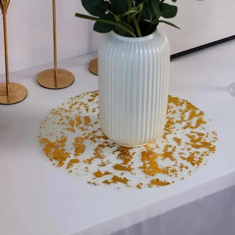 20pcs Gold Round Foil Table Mat Table Place Mats Tea Dining Tableware Mats Pads Wedding Birthday Home Party Table Decoration - SHOWLU FASHION STORE
