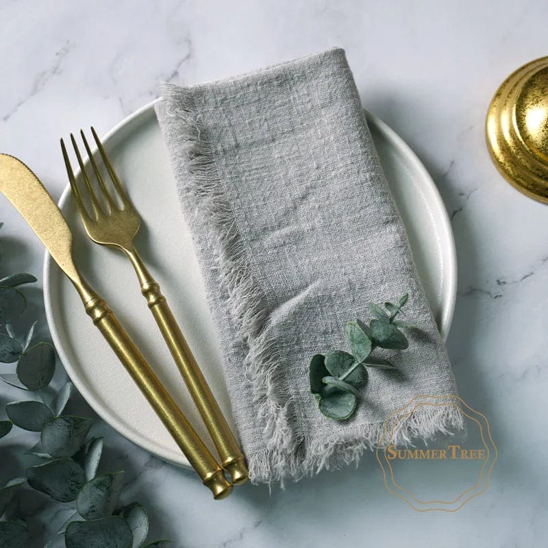 20PCS Napkins 41x41CM Cotton Cloth Gauze Retro Burr Rustic Kitchen Tea Towel Wedding Party Dinner Christmas Napkin Table Decor - SHOWLU FASHION STORE