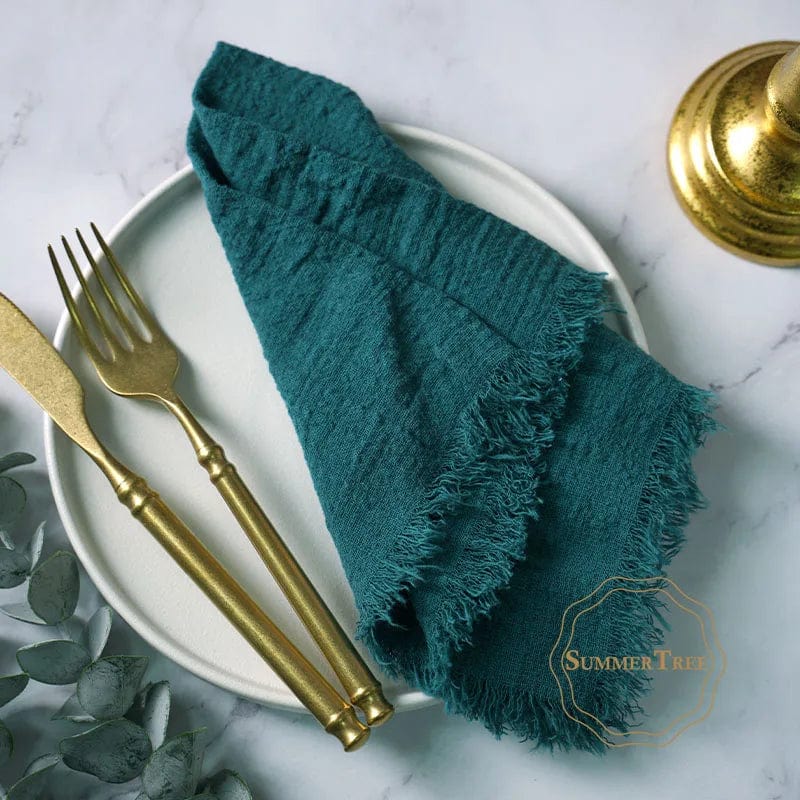 20PCS Napkins 41x41CM Cotton Cloth Gauze Retro Burr Rustic Kitchen Tea Towel Wedding Party Dinner Christmas Napkin Table Decor - SHOWLU FASHION STORE
