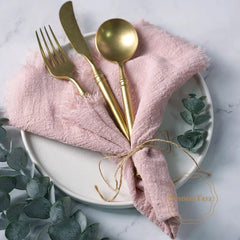 20PCS Napkins 41x41CM Cotton Cloth Gauze Retro Burr Rustic Kitchen Tea Towel Wedding Party Dinner Christmas Napkin Table Decor - SHOWLU FASHION STORE