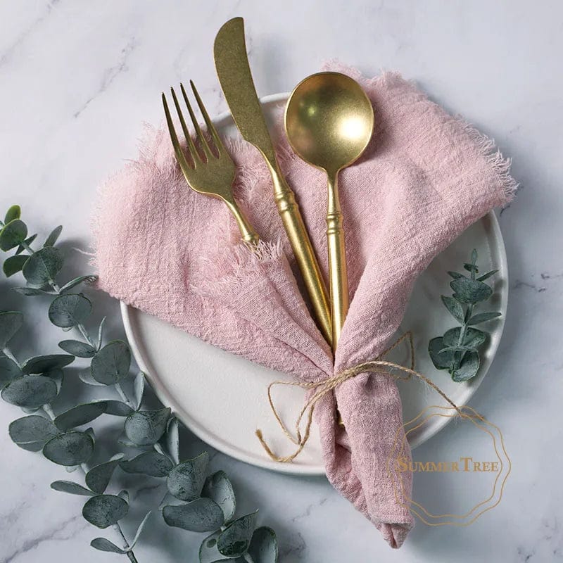 20PCS Napkins 41x41CM Cotton Cloth Gauze Retro Burr Rustic Kitchen Tea Towel Wedding Party Dinner Christmas Napkin Table Decor - SHOWLU FASHION STORE