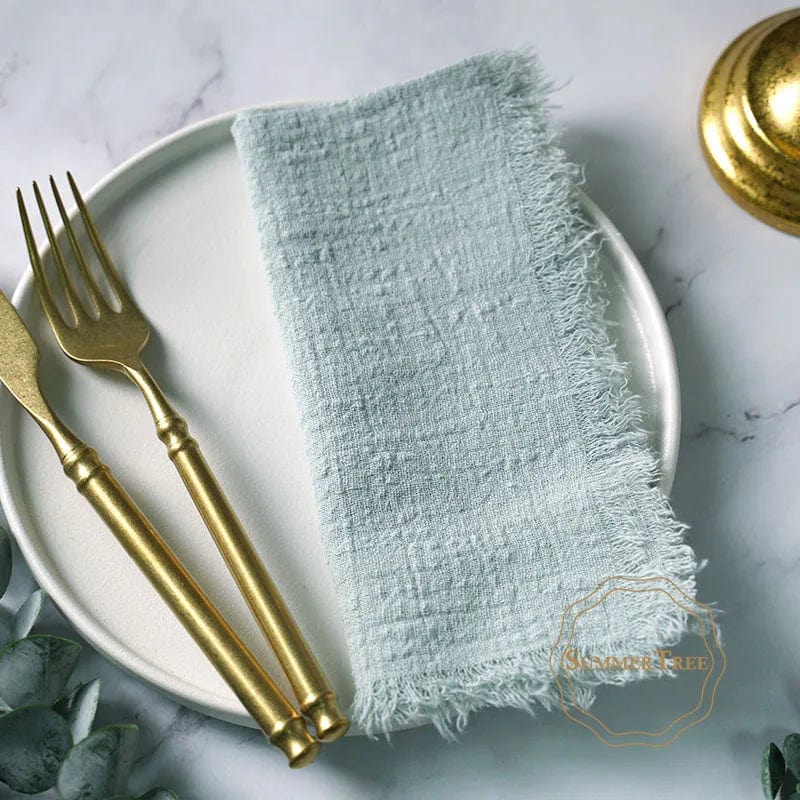 20PCS Napkins 41x41CM Cotton Cloth Gauze Retro Burr Rustic Kitchen Tea Towel Wedding Party Dinner Christmas Napkin Table Decor - SHOWLU FASHION STORE