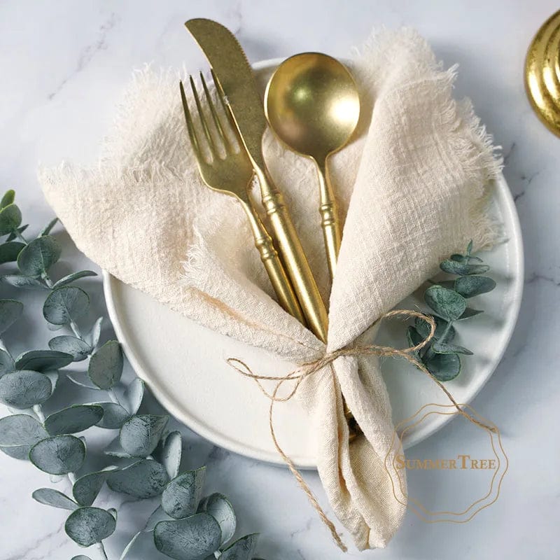 20PCS Napkins 41x41CM Cotton Cloth Gauze Retro Burr Rustic Kitchen Tea Towel Wedding Party Dinner Christmas Napkin Table Decor - SHOWLU FASHION STORE