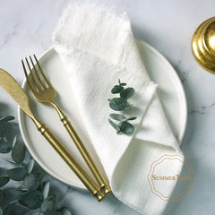 20PCS Napkins 41x41CM Cotton Cloth Gauze Retro Burr Rustic Kitchen Tea Towel Wedding Party Dinner Christmas Napkin Table Decor - SHOWLU FASHION STORE
